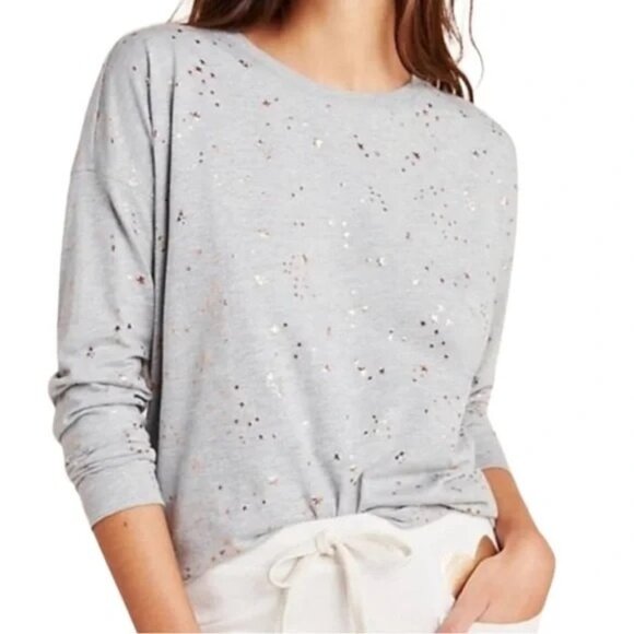 Anthropologie Tops - Anthropologie Rise & Shine Gray Star Print Long Sleeve Crewneck T-shirt